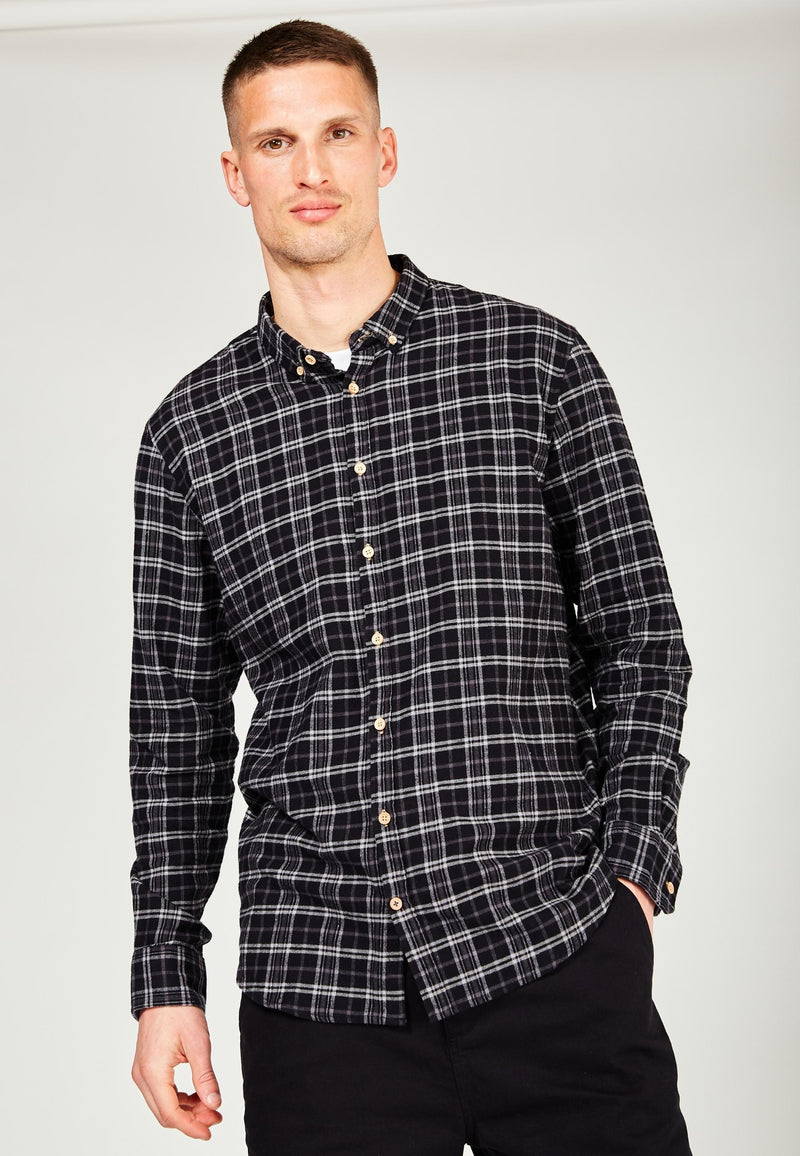 Kronstadt Dean Flannel check 25 shirt Shirts L/S Black / Grey