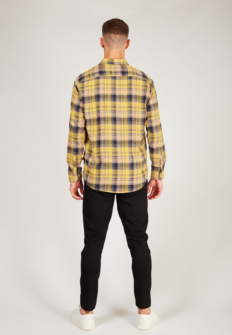 Kronstadt Johan Flannel check 23 shirt Shirts L/S Army / Navy / Yellow