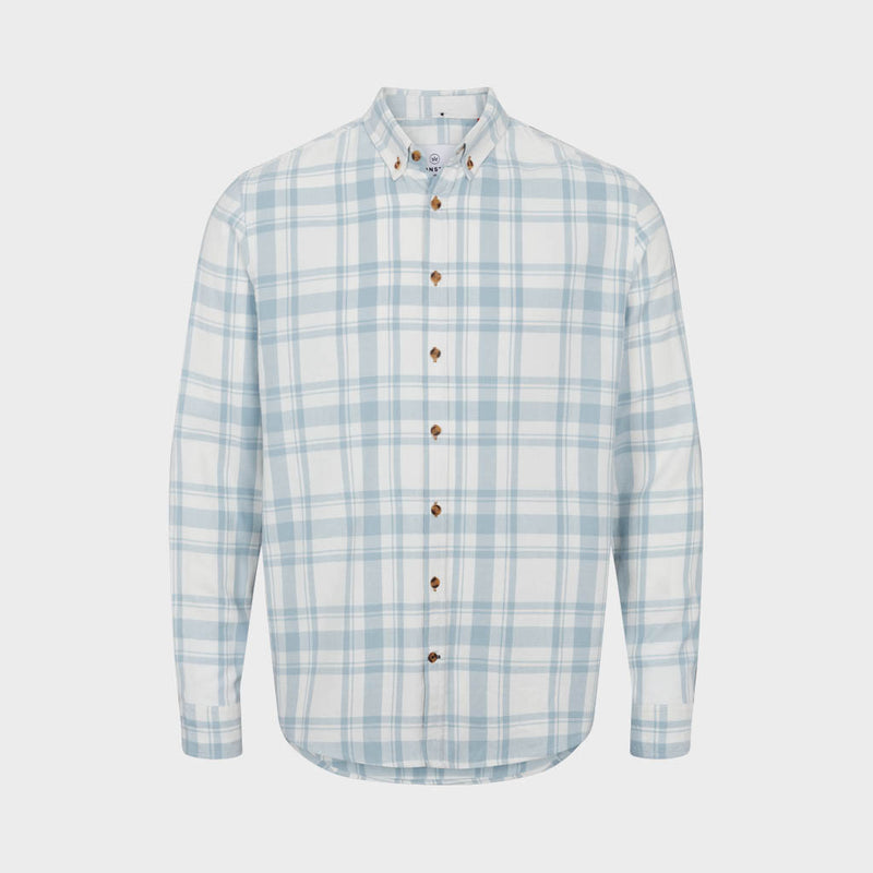 Kronstadt Johan Flannel check 24 shirt Shirts L/S Sky Blue / White