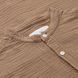 Kronstadt Johan Muslin Henley shirt Shirts L/S Sepia tint brown