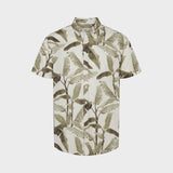 Kronstadt Johan Poplin Big Leaves S/S shirt Shirts S/S Army