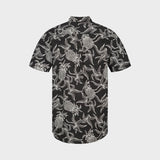 Kronstadt Johan Poplin Pineapple Print S/S shirt Shirts S/S Black / White