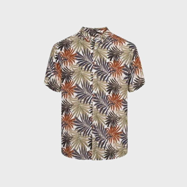 Kronstadt Johan Tropical vibes S/S shirt Shirts S/S Tobacco