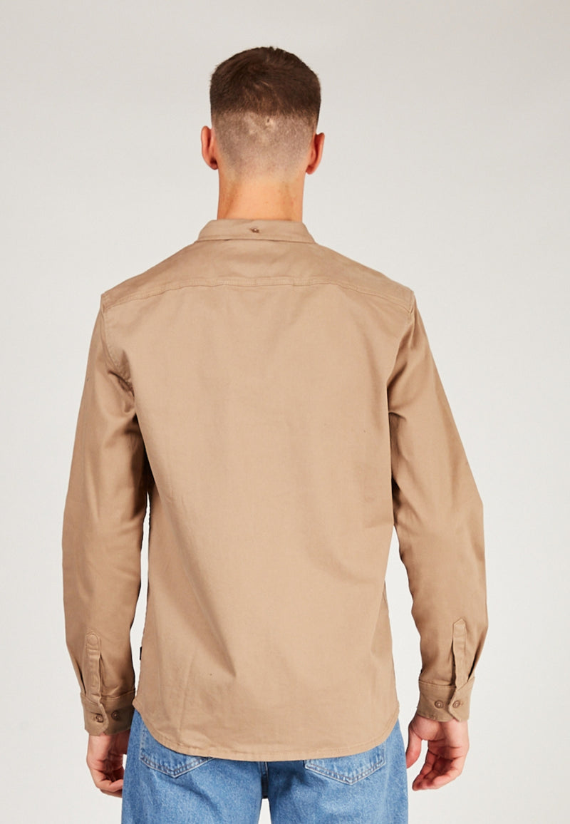 Kronstadt Johan Twill shirt Shirts L/S Sepia tint brown