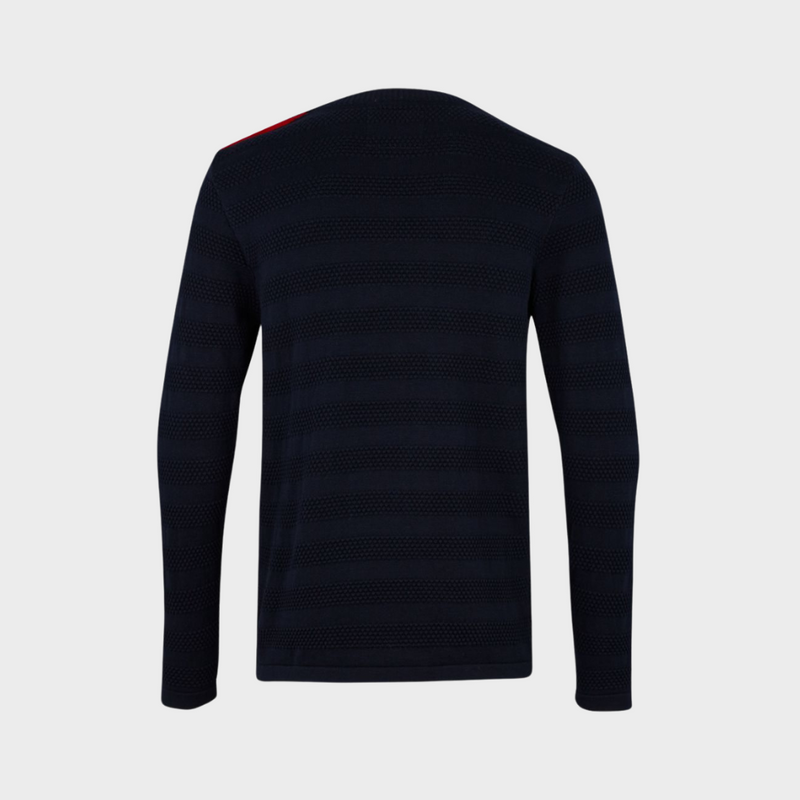 Kronstadt Keld Plain jumper with button closure. Knits Navy/Red