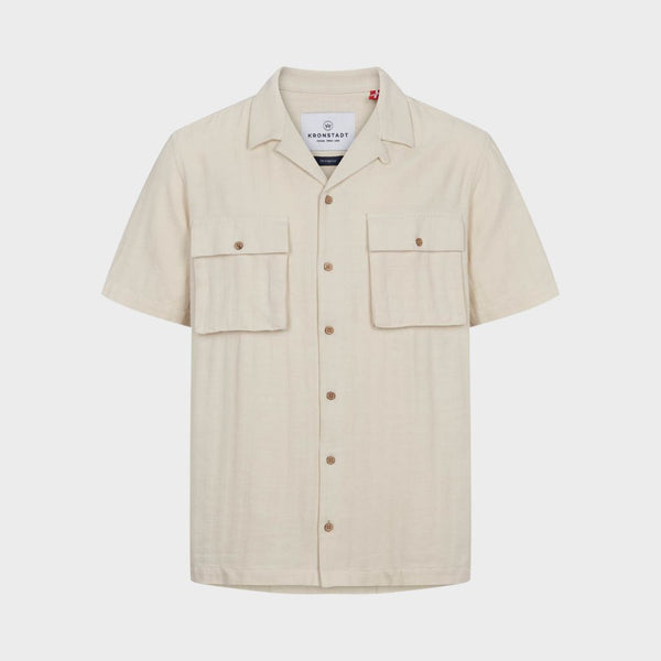 Kronstadt Ramon Cuba herringbone S/S shirt Shirts S/S Off White