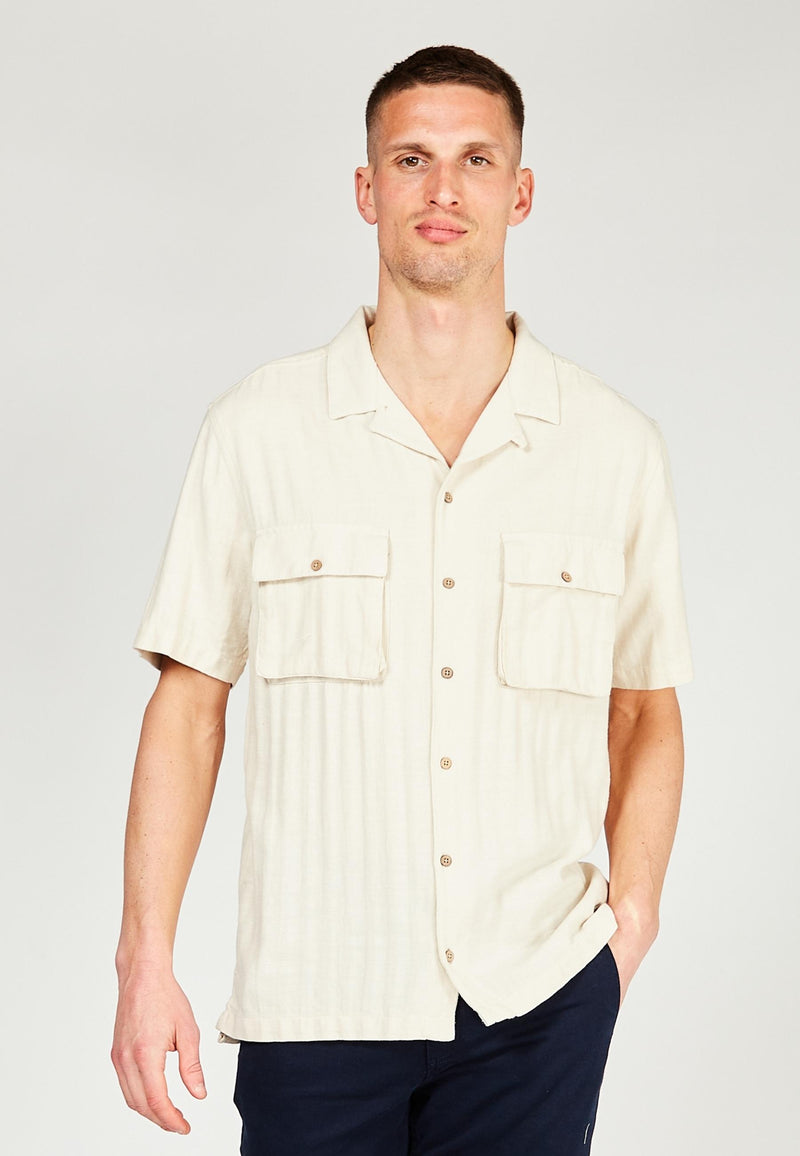 Kronstadt Ramon Cuba herringbone S/S shirt Shirts S/S Off White
