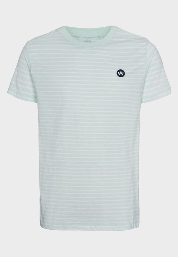Kronstadt Timmi Organic/Recycled striped t-shirt Tee Aqua/White