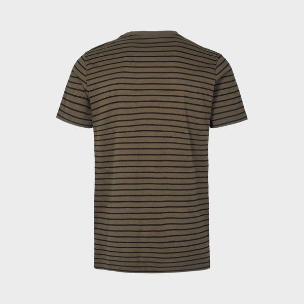Kronstadt Timmi Organic/Recycled striped t-shirt Tee Army / Black