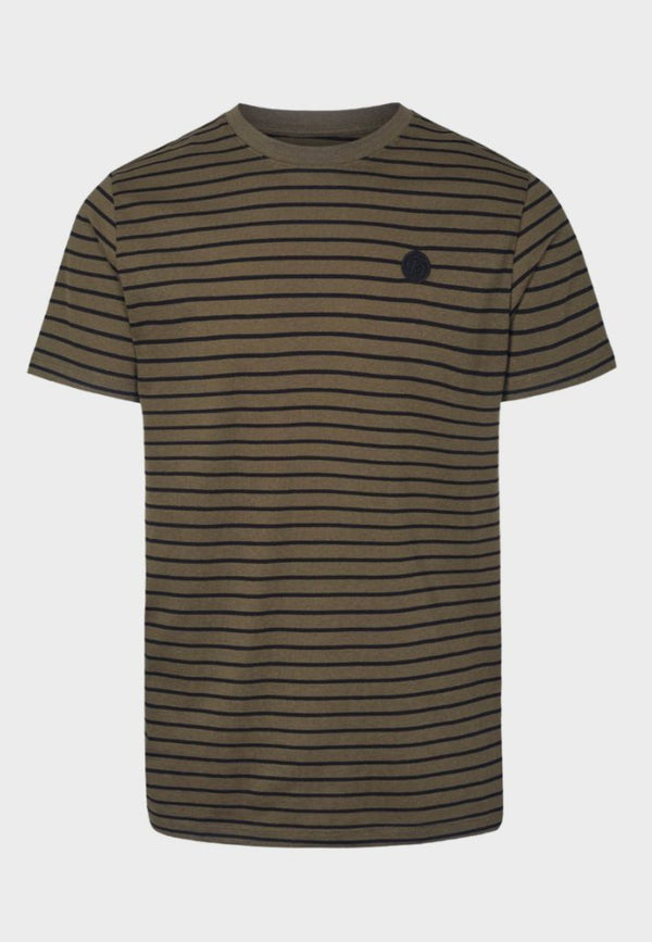 Kronstadt Timmi Organic/Recycled striped t-shirt Tee Army / Black