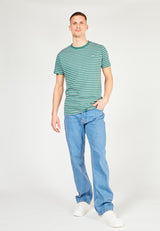 Kronstadt Timmi Organic/Recycled striped t-shirt Tee Mallard green/White