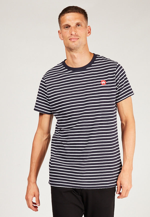 Kronstadt Timmi Organic/Recycled striped t-shirt Tee Navy / White