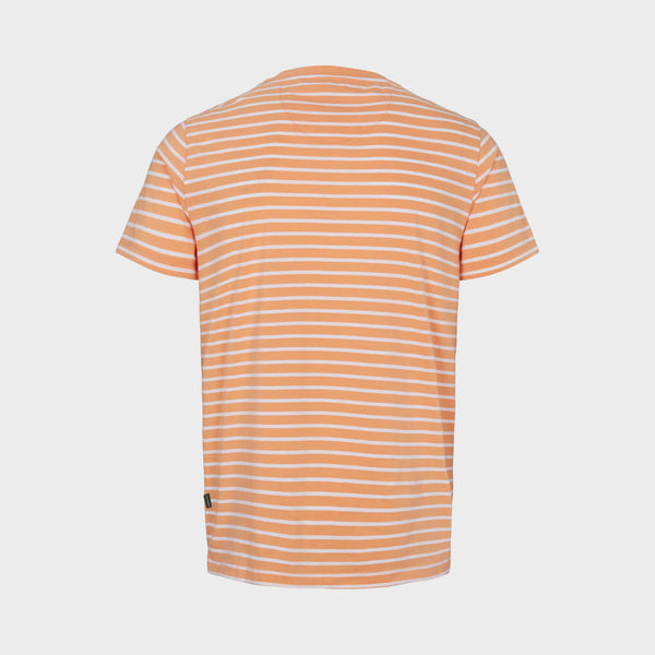 Kronstadt Timmi Organic/Recycled striped t-shirt Tee Papaya / White