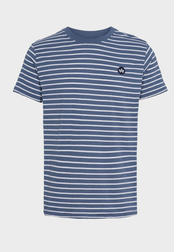 Kronstadt Timmi Organic/Recycled striped t-shirt Tee Sea Blue