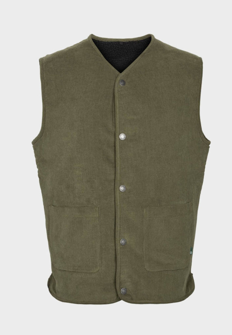 Ashford Reversible Teddy vest - Army / Black - Kronstadtbrand