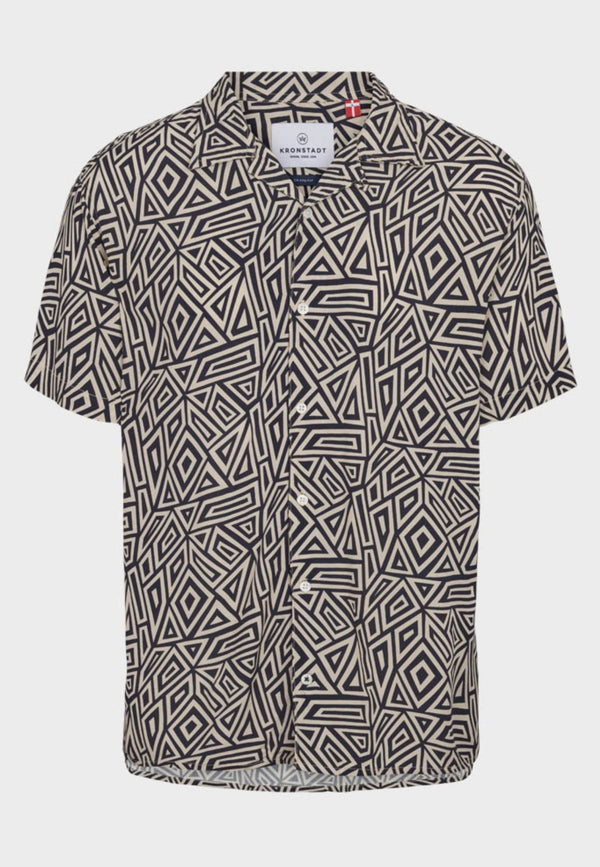 Cuba Graphic print S/S shirt - Navy - Kronstadtbrand