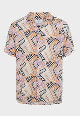 Cuba Graphic print S/S shirt - Papaya - Kronstadtbrand