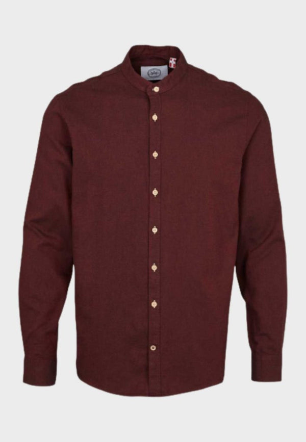 Dean Diego Cotton henley shirt - Bordeaux mel - Kronstadtbrand