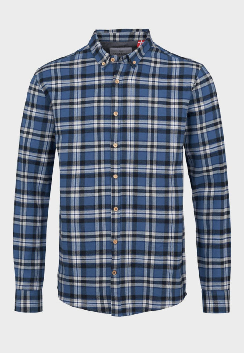 Dean Flannel check shirt - Dutch Blue - Kronstadtbrand