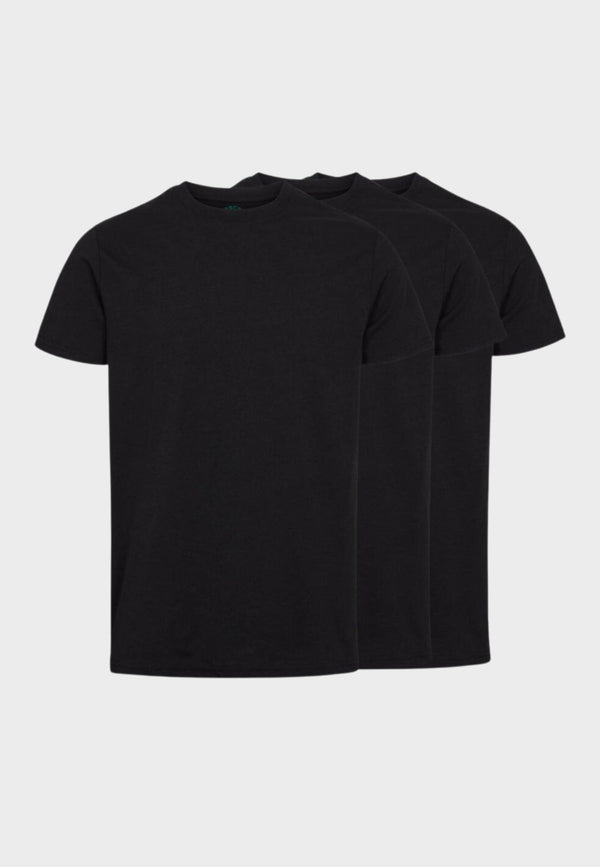 Elon Organic/Recycled 3-pack t-shirt - Black/Black/Black - Kronstadtbrand