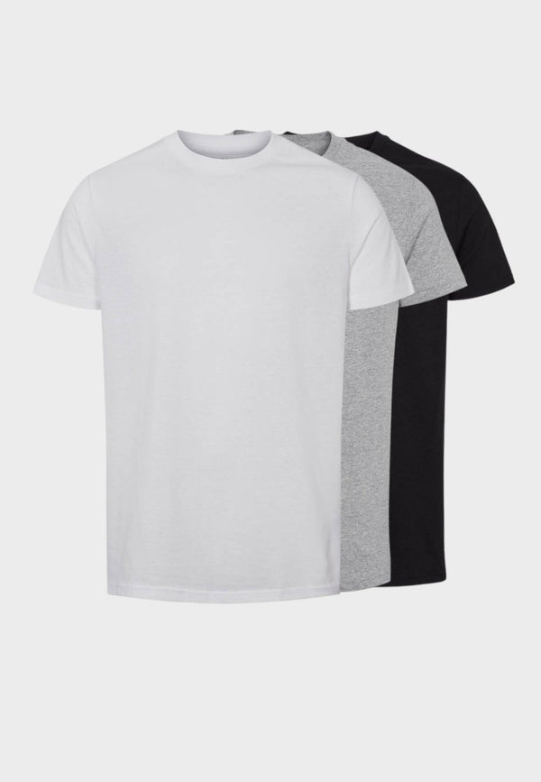 Elon Organic/Recycled 3-pack t-shirt - White/Black/Grey - Kronstadtbrand