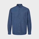 Johan Herringbone Flannel shirt - Blue - Kronstadtbrand