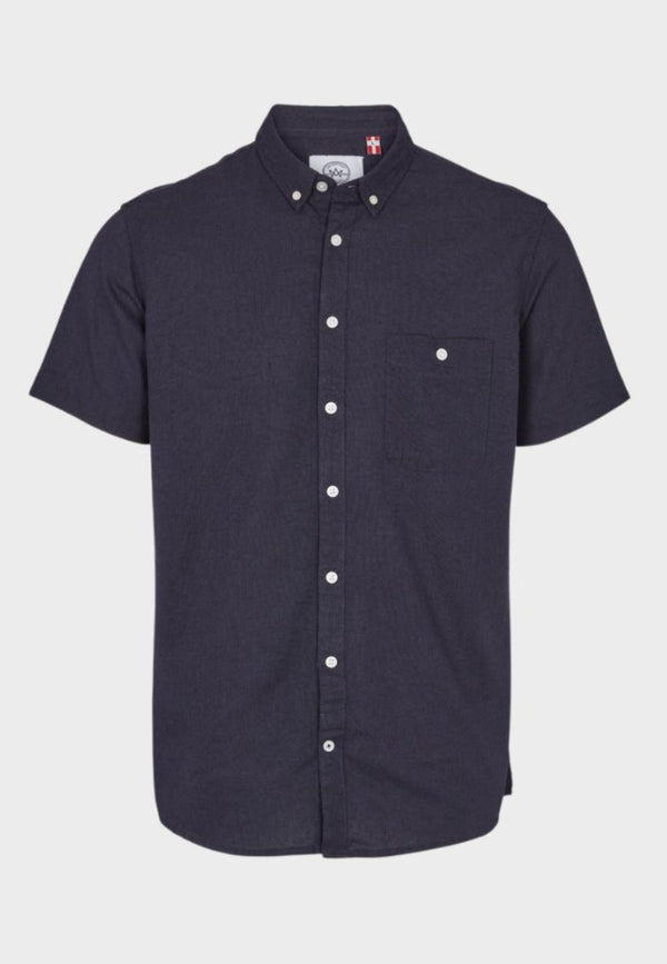 Johan Linen S/S shirt - Navy - Kronstadtbrand