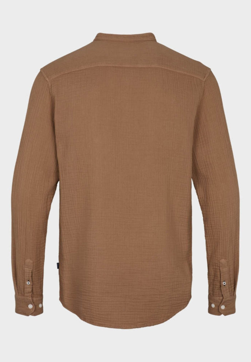 Johan Muslin Henley shirt - Sepia tint brown - Kronstadtbrand