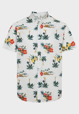 Johan retro Hawaii S/S shirt - White - Kronstadtbrand