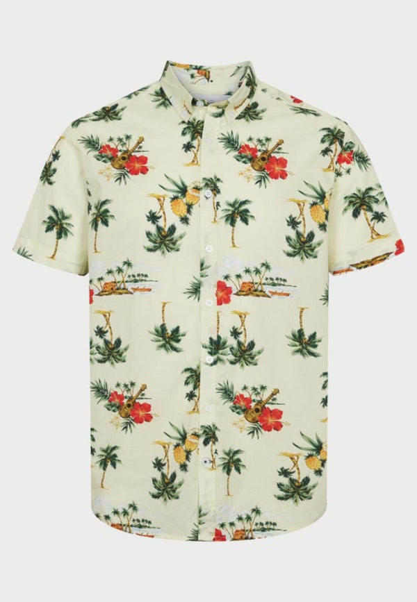 Johan retro Hawaii S/S shirt - Yellow - Kronstadtbrand