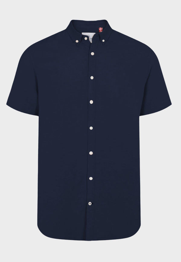 Johan seersucker S/S shirt - Navy/Navy - Kronstadtbrand