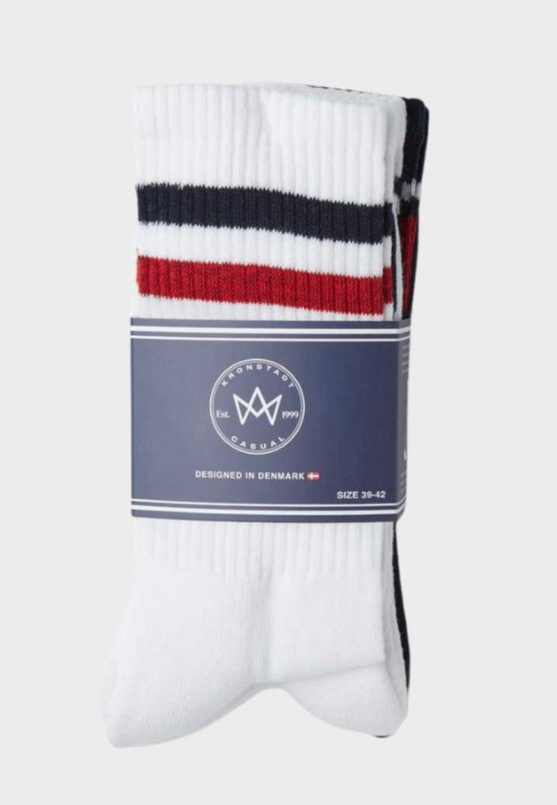 Nad 4-pack socks - White/Navy/Red - Kronstadtbrand