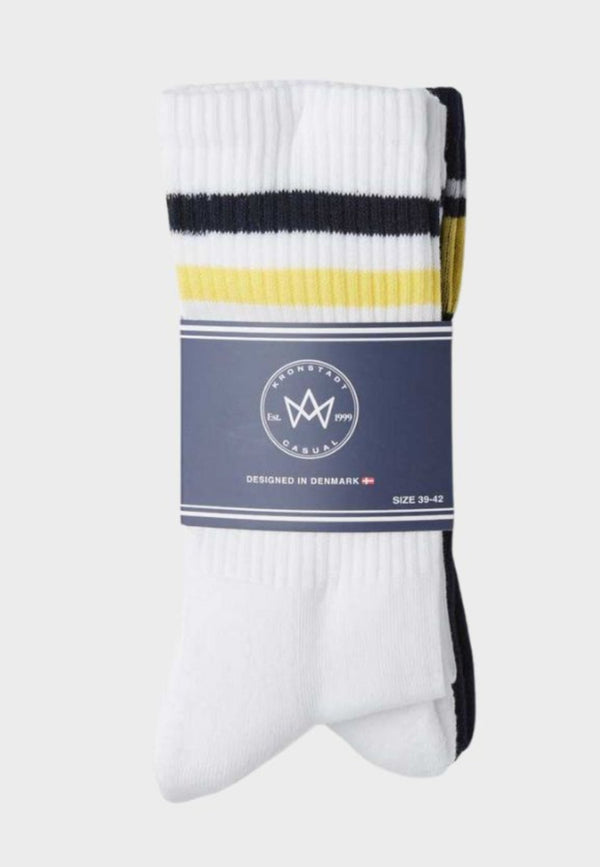 Nad 4-pack socks - White/Navy/Yellow - Kronstadtbrand