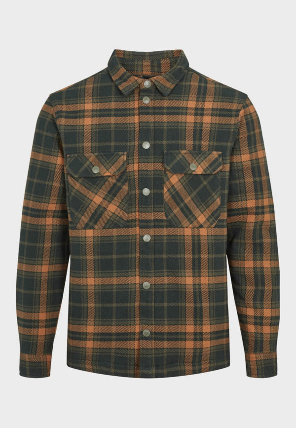 Ramon Check quilt overshirt - Army / Tobacco - Kronstadtbrand