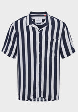 Ramon Cuba big stripe S/S shirt - Navy - Kronstadtbrand
